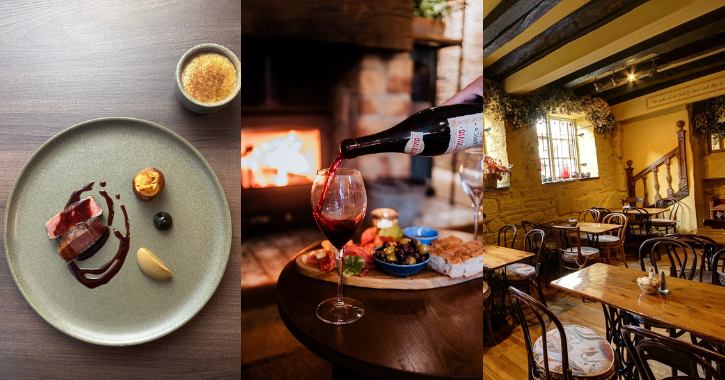 Image of food at Faru and The Glass House Wynyard Hall and inside Vennels Cafe.